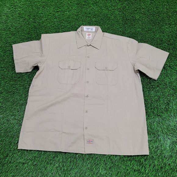 DICKIES Button Shirt XL 26x31 Tan Baggy - Picture 1 of 14